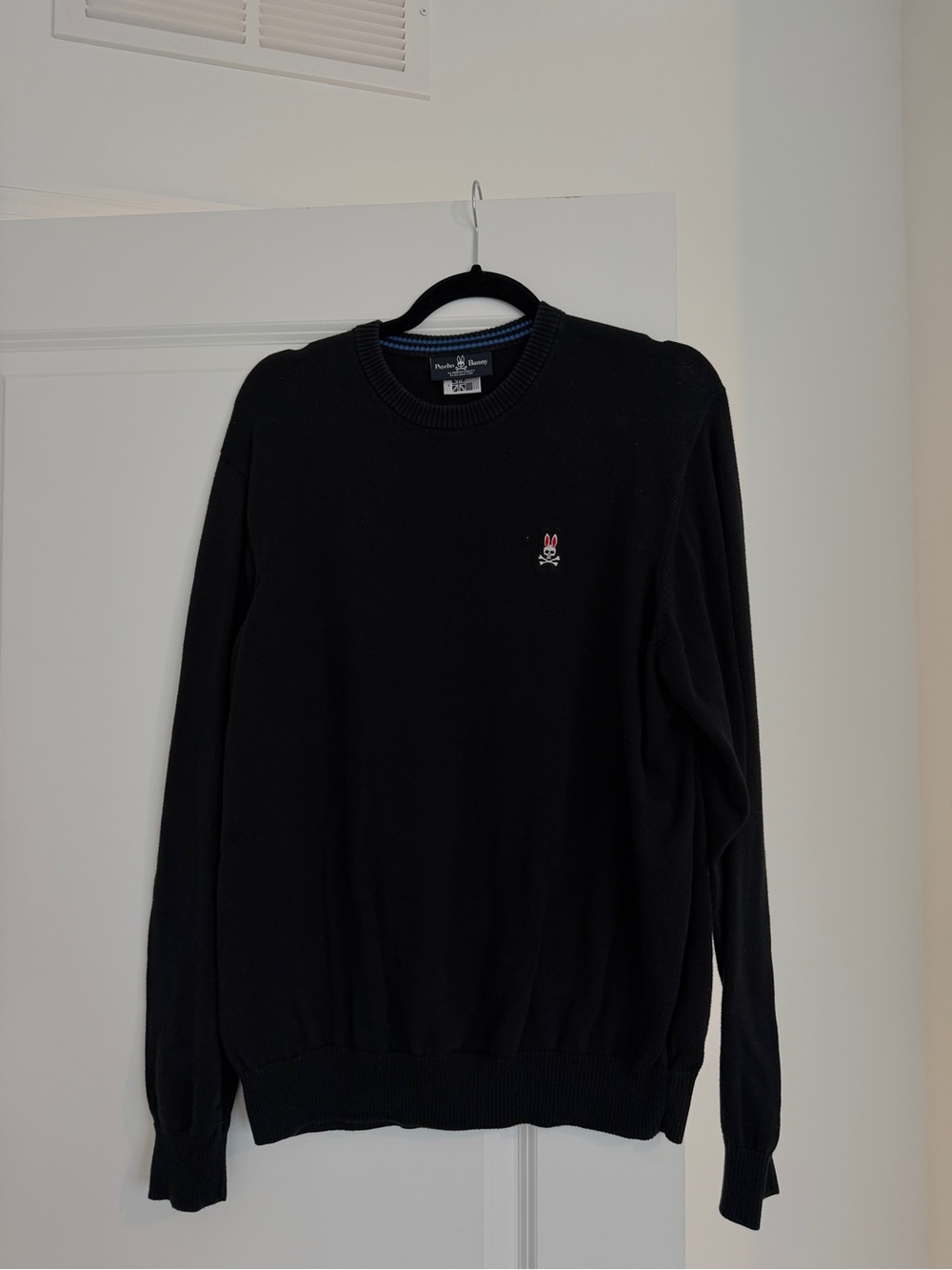 Psycho Bunny Black Crewneck Sweater with Iconic Bunny Logo